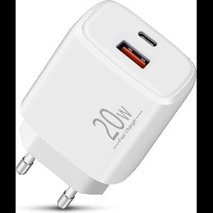 Sounix USB C Adapter 20W - USB Adapter - Losse Stekker - USB C Oplader - 2 Poorten - 20W Snellader - GaN - Wit