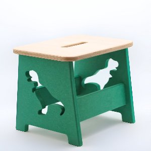 Houten kruk voor kinderen - Kinderkruk - Opstapje - Groen - Dino