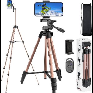 Studio ME Telefoon Statief - 136 cm - Tripod Smartphone - Rosegoud - Camera Statief - Telefoonhouder - Incl. Bluetooth Afstandsbediening - Statief Telefoon