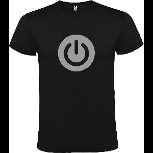 Zwart t-shirt met " Power Button " print Zilver size XXL