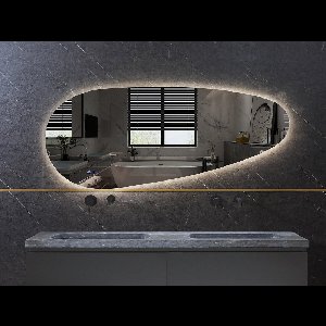 Mawialux LED Badkamerspiegel - 160x70cm - Asymmetrisch (Links) - Verlichting - Verwarming - Darla