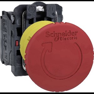 Schneider Electric XB5AS8444 Noodstopschakelaar Metalen frontring, Met NOT-AUS schakelaar, Rond, Terugstelbaar, Vergren
