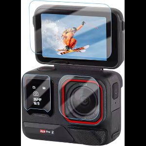 Screenprotector geschikt voor Insta360 Ace Pro 2 Action Cam – Gehard glas – Complete Set – Hoge kwaliteit screen protectors – Tempered Glass 9H – 1 set – 2x LCD & 1x Lens – TechDefend