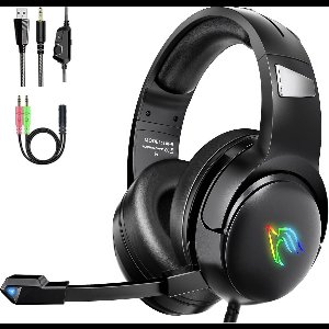 StayPowered Gaming Headset - Intense Geluid & Comfortabel Design - 3D Surround Sound - Multi-platform Compatibel - Noise Cancelling Microfoon - RGB Verlichting - Verstelbare Hoofdband - Zachte Oorkussens - Zwart- Levering Sneller dan Aangegeven!