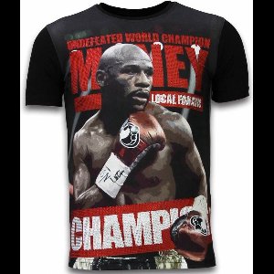 Money Champion - Digital Rhinestone T-shirt - Zwart