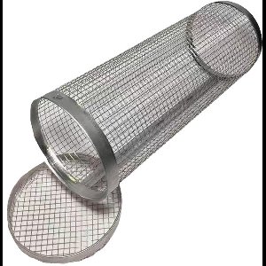 Rollende BBQ-kooi - BBQ-mand - BBQ-gereedschap - Roestvrij staal - Cilindrisch - 20 cm lang - Buiten BBQ - Met haken - ANMI