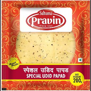 Suhana Plain Udid Crisps Papadam 3 x 200g – Authentieke Indiase Papadums van Uridbonen | Glutenvrij, Vegetarisch & Knapperig | Snack, Bijgerecht & Partyfood | Met Kajal Sticker
