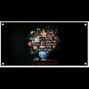 Tuinposter 80x40 cm - Tuindecoratie Bloemen - Art - Pastel - Quotes - Poster voor in de tuin - Buiten decoratie - Schutting tuinschilderij - Tuindoek muurdecoratie - Wanddecoratie balkondoek