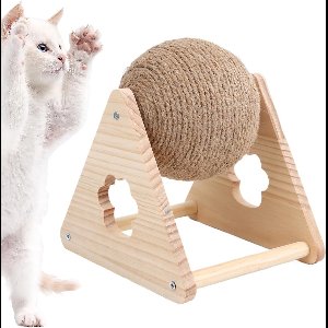 Cuhostki 1 Stuk - Houten Kattenkrabplank - Kattenkrabbal - Speelgoed - Kattenkrabmeubel - Natuurkleur - Sterk Met Speelgoed Beschermt Meubels