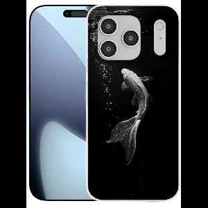 Telefoonhoesje Geschikt voor iPhone 17 Pro hoesje - Koi - Vis - Wit - Zwart - Siliconen Telefoonhoesje Telefoonhoesje