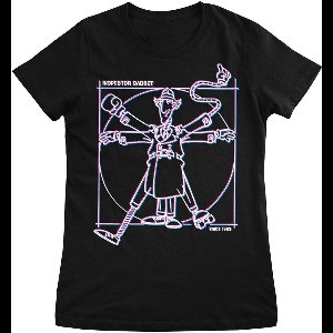 Inspector Gadget Damen T-Shirt Vitruvian Man Girly Tee CPLG-5-IG003-H72-2 Black-L