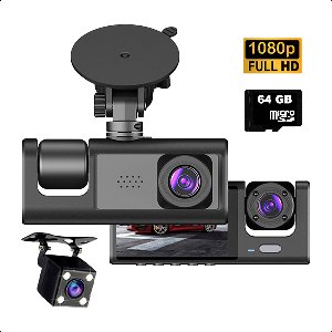 Tech Essentials S1 Dashcam - 720P - SD Kaart 64GB - Met Achteruitrijcamera - USB-C - Voor Auto Camera - Voor En Achter - Nachtzicht