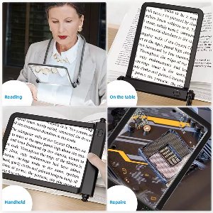 Yarvu ® EasyGlass 1000 - Loeplamp Vergrootglas met Led verlichting - Oplaadbaar - Leeslamp - 3x vergroting - USB C - Vergrootspiegel - Leesloep voor Loep Lamp - Vergroot Glas Volwassenen en Ouderen - Zwart