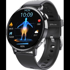 DrPhone ChronaX3 Smartwatch – ECG & Non-invasieve Bloedsuikermeting – Hartslag, SpO₂ - Temperatuur - 158 Sportmodi - Bluetooth Bellen - 1.41” HD - Zwart