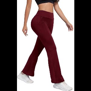 HORIZON Flared Broek met Zakken - Dames Legging - PETIT Pijplengte - Casual Flare Pants - Broek met Zakken - Stijlvol & Sportief - Rekbaar - Zachte stof - Rood - Maat XL