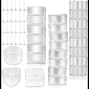 Famanu - Set van 30 theelichtkaarsenhouders, 100 kaarslonten, kunststof, kaarsenhouders, blikjes, kaarsenmaken, set voor het maken van kaarsen