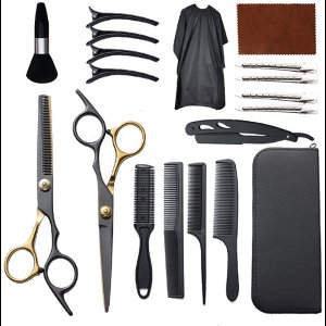 Cuhostki 12-Delige kappersschaar - Uitdunschaar - Kappersaccessoireset Basic - Met Leren Etui