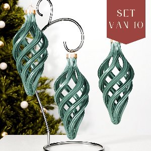 Fleuriek – Luxe Spiraal Kerstballen – Glanzend Groen, Set van 10 – Tijdloze Kerstornamenten – Onbreekbaar & Herbruikbaar – Sfeervolle Kerstdecoratie voor Binnen & Buiten