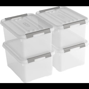 Curver Handy+ Opbergbox - 15L - 4 stuks - Transparant met deksel