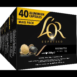 L'OR Espresso Ristretto Koffiecups - Intensiteit 11/12 - 4 x 40 capsules