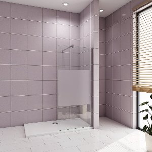 Inloopdouche-douchewand-walk in 120x200 cm,10mm midden wit gematteerd gehard glas met explosieveilige folie+F-vorm: 140 Stabilisatiestang,glanzend chroom profiel