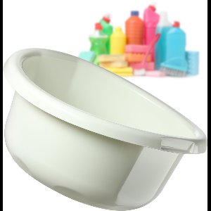 KADAX Kunststof kom, spoelbak in verschillende maten en kleuren, robuuste wasbak, universele kom, spoelbak voor badkamer, wasruimte (1,9 l, crème)