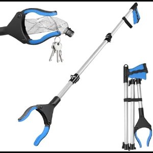 110 cm grijptang voor senioren, opvouwbare afvaltang van aluminium, 360° draaibare kop, vuilnisgrijper met magneetpunten, anti-slip greep, comfortabele rubberen grip, grijparm