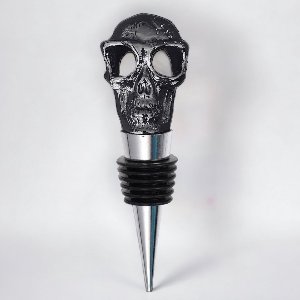 Premium Wijnstopper in Giftbox – Zwarte Skull – Luxe Flessenstop – Uniek Cadeau voor Mannen – Inclusief E-book – Catrinaz®