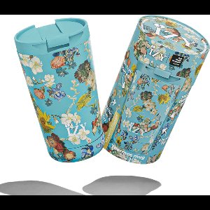 IZY Drinkfles - Vincent's Bloemen - Groen - Inclusief donatie - Koffiebeker to go - Thermosbeker - RVS - 6 uur lang warm - 350 ml
