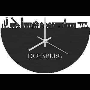 Skyline Klok Doesburg Zwart hout - Ø 40 cm - Stil uurwerk - Wanddecoratie - Meer steden beschikbaar - Woonkamer idee - Woondecoratie - City Art - Steden kunst - Cadeau voor hem - Cadeau voor haar - Jubileum - Trouwerij - Housewarming - WoodWideCities