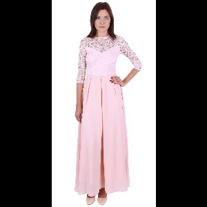 John Zack Roze (nude) maxi met kanten bovenkant