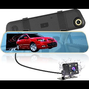 TechU™ Dashcam Voor en Achter Camera – M30 Zwart – Dashboardcamera – 4.3” Scherm & 12” Spiegel – G-sensor – Bewegingssensor – Loop recording – Nachtvisie – 150° Wijdhoeklens – Incl. Achteruitrijcamera - voor auto
