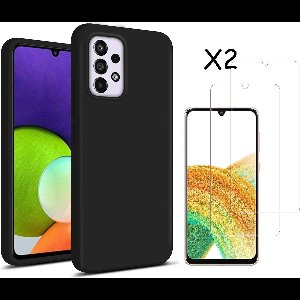 Hoesje Geschikt Voor Samsung Galaxy A33 hoesje silicone soft cover Zwart - Hoesje Geschikt Voor Samsung Galaxy A33 5G Silicone colour hoesje - Galaxy A33 case Liquid Nano Silicone cover - A33 Screenprotector 2 pack