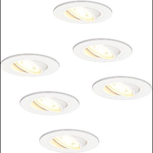 Set van 6 Pittsburg LED inbouwspots - GU10 4 Watt 345 lumen - 2700K Warm wit - Dimbaar - Rond - Kantelbaar - IP20 Voor binnen - Wit
