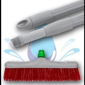 Harde Bezem Rood- Tuinbezem - Nylon - 40 cm - Straatbezem - Bezems - Veger - Buiten Bezem met tele steel 150 cm - Schoonmaakartikelen - Schrobborstels