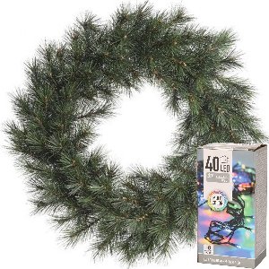 Decoris Kerstkrans - Malmo - D60 cm - incl. verlichting gekleurd