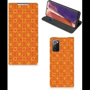 Standcase Hoesje voor Samsung Galaxy Note20 Hoesje met Magneet Batik Oranje