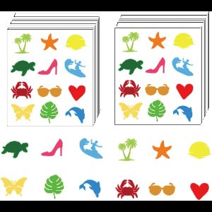 Zelfklevende Stickers Zomer Thema, Set van 240 Stuks in 12 Stijlen, Geschikt voor Het Bruinen, Met Ster, Vlinder en Strikpatroon, Buitenstickers voor Meisjes Herbruikbaar