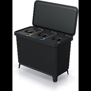 Prosperplast Keden SYSTEMA - Afvalbak / Prullenbak met scheidingsbakken 3x10L - Zwart