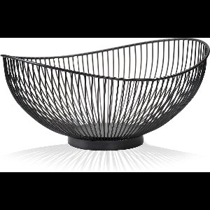 Goodivery ® Moderne fruitschaal, metaal, staalgrijs, zwart, decoratieve designer fruitmand