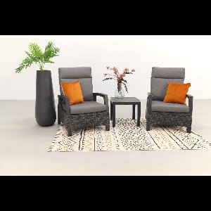 Darwin verstelbare loungestoelen + Atlanta bijzettafel - antraciet