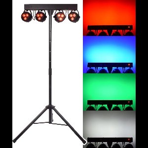 Qtx oplaadbare LED par bar met 4 RGBW lampen en statief
