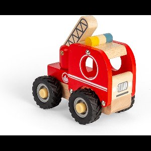 BigJigs brandweerauto houten speelgoed - mini brandweerwagen.