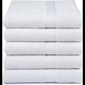 Droomtextiel Luxe Handdoeken - 50x100 cm - Set van 5- Hotelkwaliteit 450 g/m2 - Pure Katoen - Heerlijk Zacht - Wit