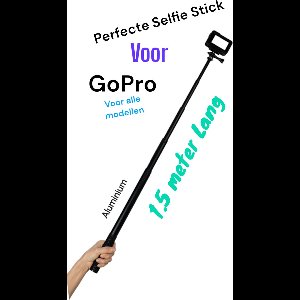 Selfie stick 1.5m - Gopro 13 - 12 11 10 9 8 7 - Selfistick voor GoPro Hero 13 12 11 10 9 8 7 6 5 4 3 - Osmo- selfie stick 1.5 meter - Gopro Hero 13 Black - Pro Selfie stick aluminium - Top Kwaliteit-GoPro12