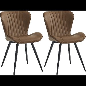 Colenis® - Star Eetkamerstoel - Set van 2 - Cognac - PU - Industrieel - Design - Eetkamerstoelen - Stoel