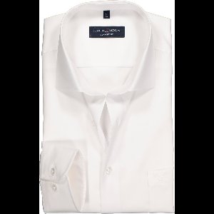 CASA MODA comfort fit overhemd - mouwlengte 7 - twill - wit - Strijkvriendelijk - Boordmaat: 46