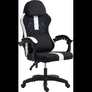 CLP Miltona Bureaustoel - ergonomisch - voor volwassenen - gaming - stof - zwart/wit