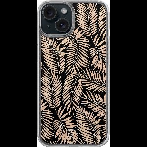 Hybride hoesje geschikt voor iPhone 13 - Palm silhouette - Extra bescherming - Luxe beschermhoes - TPU case - Transparant, Zwart, Goud - Mooie Telefoonhoesjes