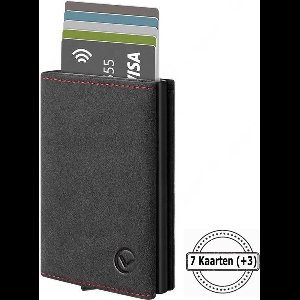 VEXON Polar Deluxe - Wallet Pro - Premium Wallet Classic - Pasjeshouder Grijs - Kaarthouder - Met Rits - 10 Pasjes, Briefgeld en Muntgeld - RFID Creditcardhouder - Mannen en Vrouwen Portemonnee - Uitschuifbaar - Alcantara Leer - Graphite